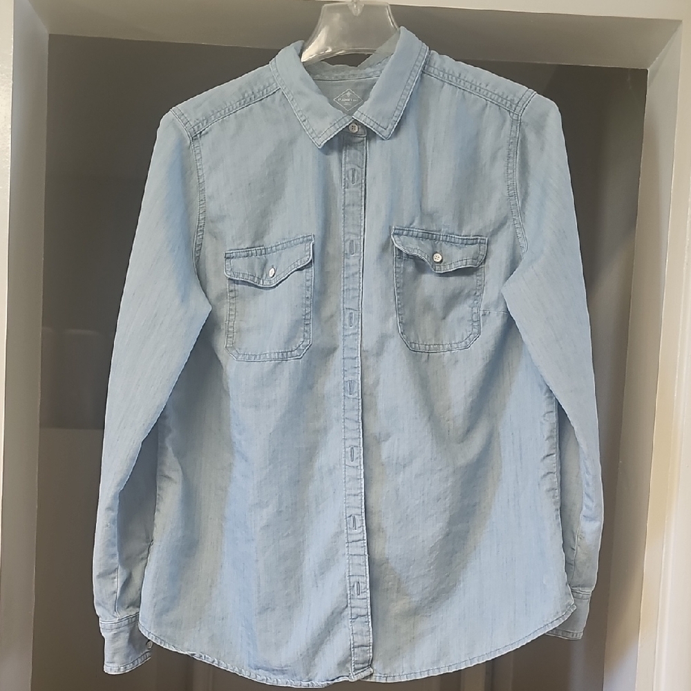 Vintage St. John's Bay Sky Blue Denim Casual Shirt Tote 1